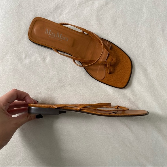 MaxMara Tan Leather Sandals Size 40 - Picture 6 of 6